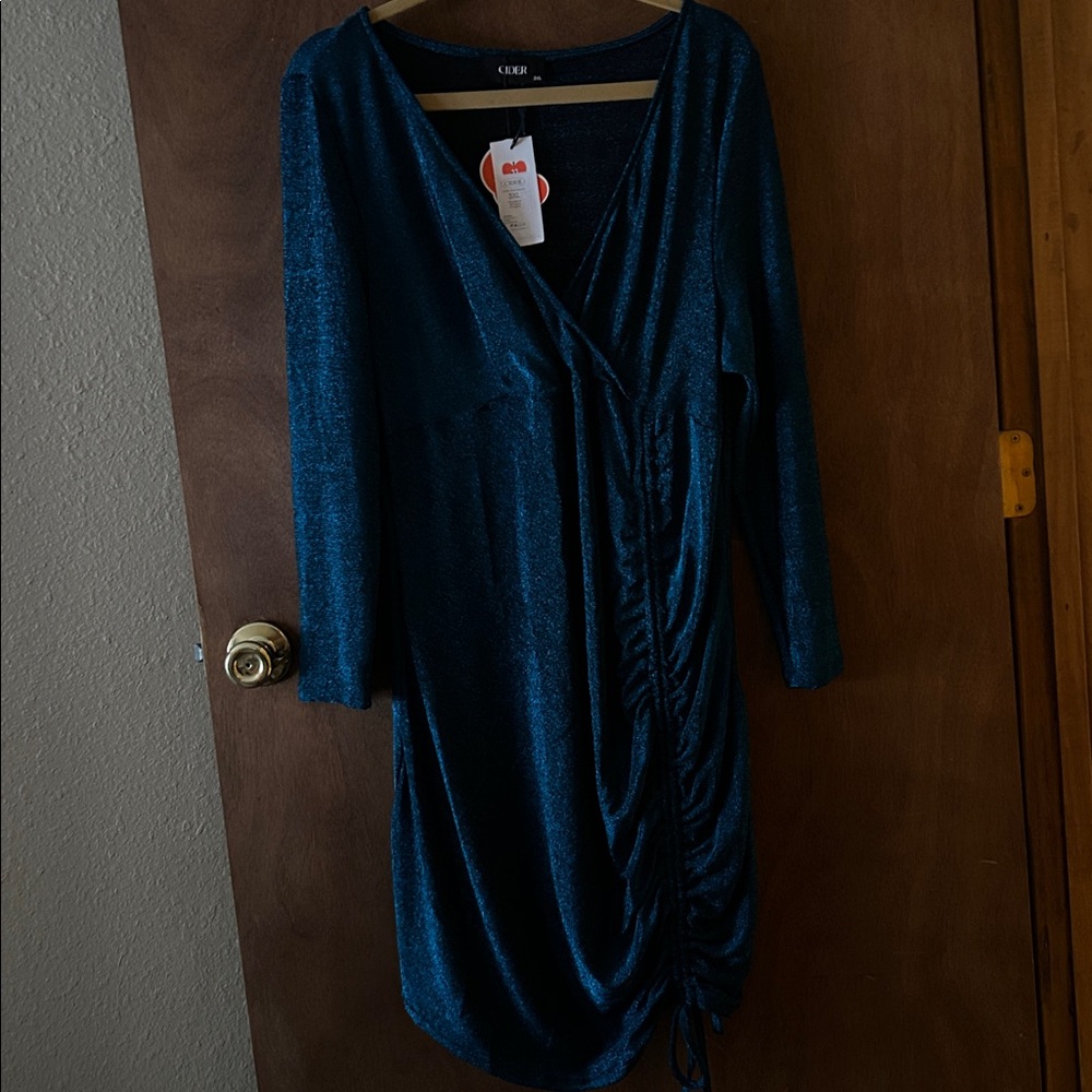 Cider Sparkling Blue Long Sleeve Dress